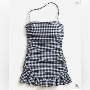 J. Crew Bandeau Ruched Gingham One
Piece Swim Suit Dress 6